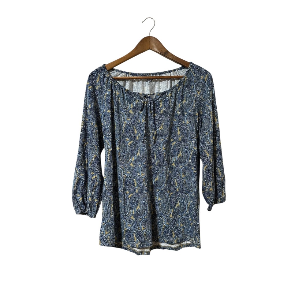 Lands End Women M/P‎ Paisley Print 3/4 Sleeve Scoop Neck Tunic Top
